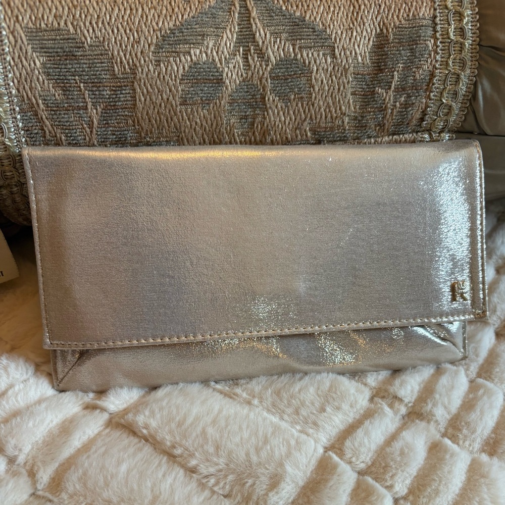Victoria's Secret Shimmering Gold  Clutch with a mini hair straightener & clip